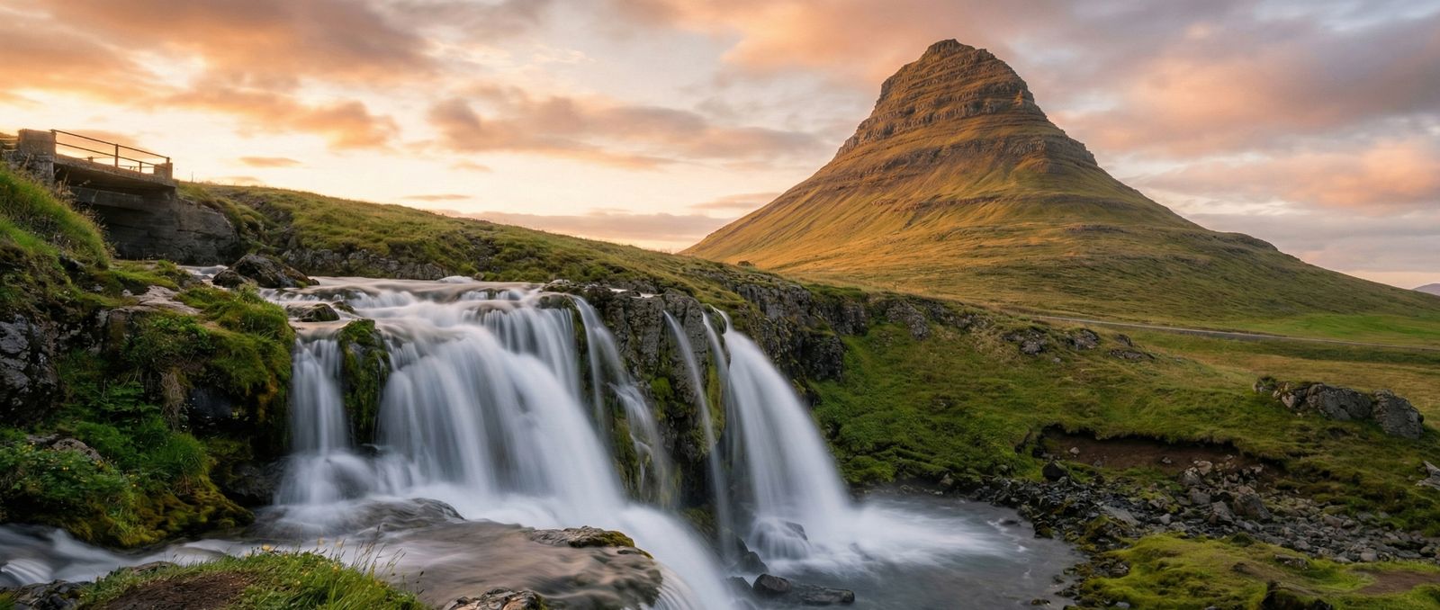 Kirkjufell mountain and its waterfall on the Snæfellsnes peninsula